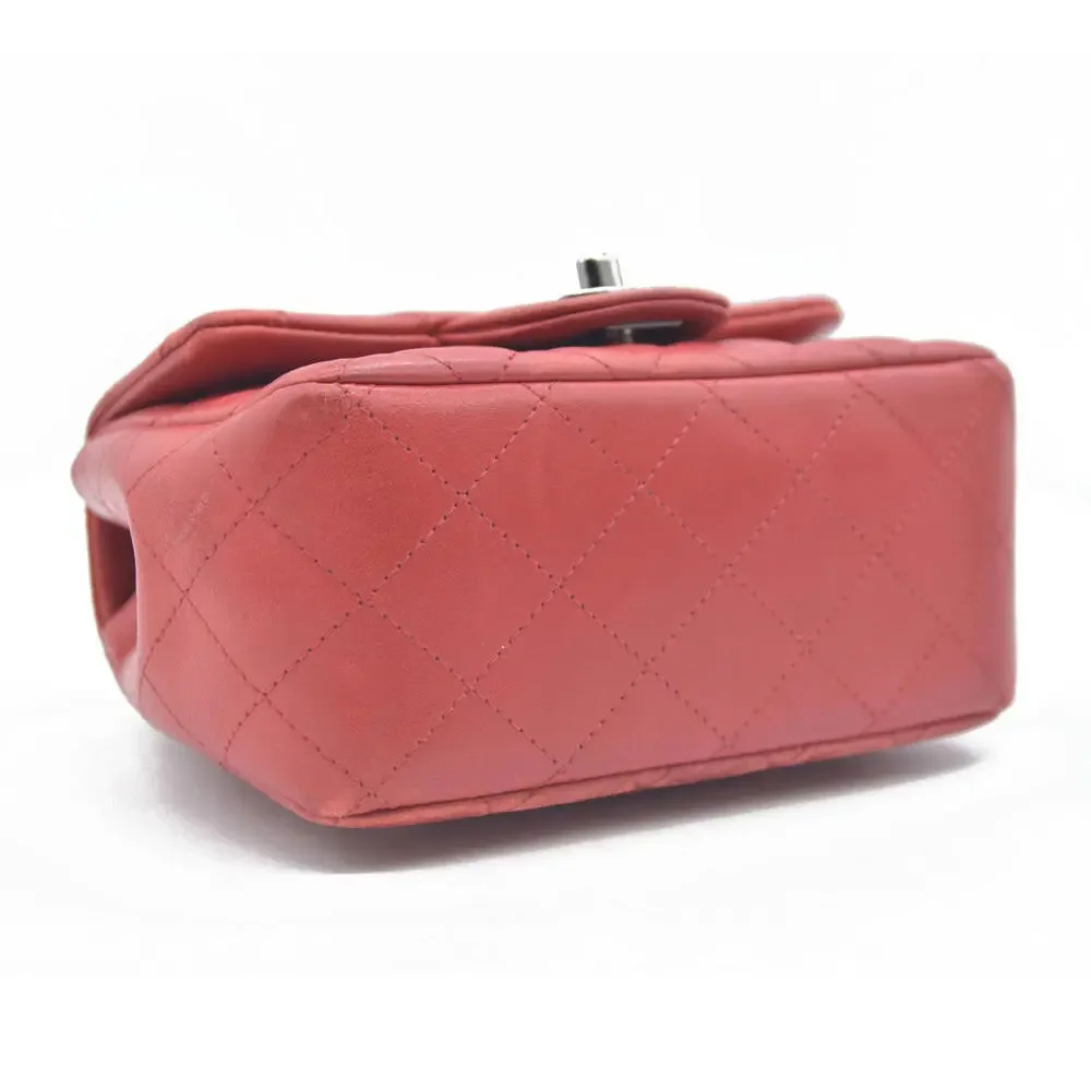 $5200 Chanel Classic Mini Square Flap Bag Red
